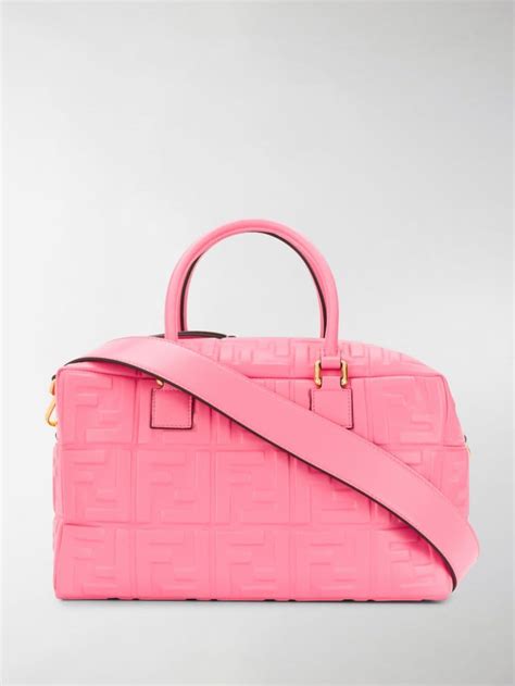 fendi mini boston ff bag|Fendi pink leather Boston bag.